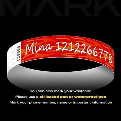 250*25mm e 250*19mm Tyvek Paper Wristband con requisiti di stampa personalizzati
