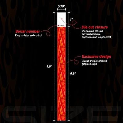 250*25mm e 250*19mm Tyvek Paper Wristband con requisiti di stampa personalizzati