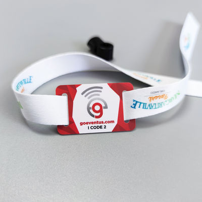 Braccialetti RFID in tessuto satinato con logo personalizzato Ideali per ospiti/VIP/venditori/media/materiali/artisti