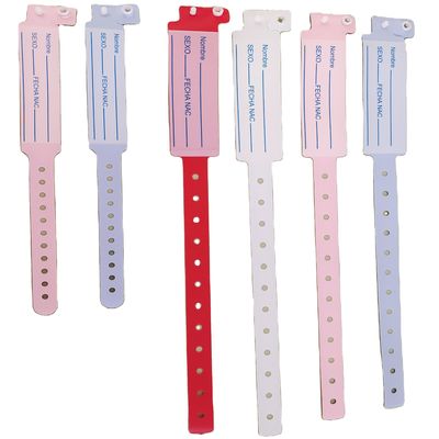 Pazienti ospedalieri Pvc Medical ID Bracelet Bracelet con 250*25mm e 170*18mm Dimensioni
