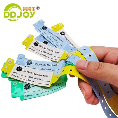 Banda di PVC morbido giallo per l'identificazione del paziente ospedaliero Logo personalizzabile e impermeabile di DDJOY