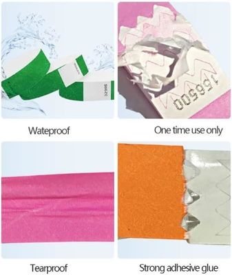 Braccialetto Tyvek carta stampata per eventi e feste Logo OEM resistente alle lacrime Accettabile