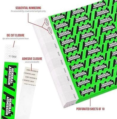 Braccialetti di Tyvek impermeabili per eventi Braccialetti di carta comodi e resistenti alle lacrime