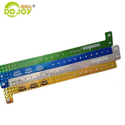Braccialetto personalizzabile in forma di L in materiale olografico per eventi 250*25mm in arancione
