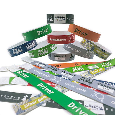 Braccialetti Tyvek a colori solidi per eventi Festival personalizzabili e impermeabili