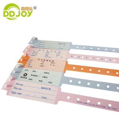 Braccialetto usa e getta di plastica medica arancione per sistema di identificazione ospedaliero personalizzato