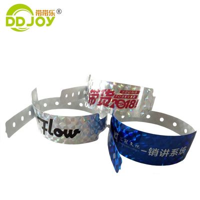 Glitter ID braccialetto stampato con logo personalizzato braccialetti ologrammi per biglietti per il festival