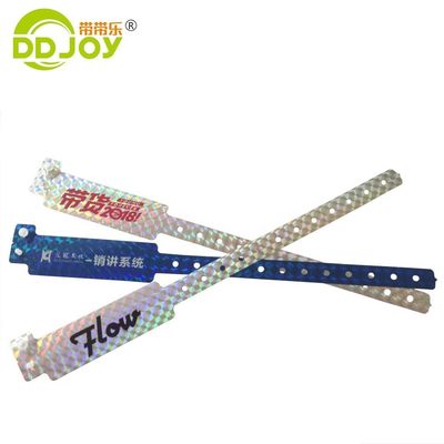 Glitter ID braccialetto stampato con logo personalizzato braccialetti ologrammi per biglietti per il festival
