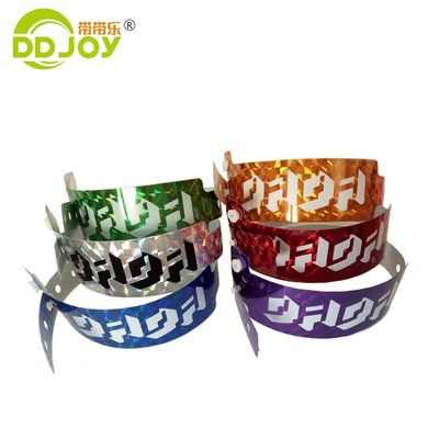 Glitter ID braccialetto stampato con logo personalizzato braccialetti ologrammi per biglietti per il festival