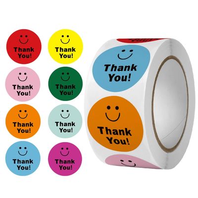 1 pollice 25mm adesivo personalizzato Cute Rainbow Grazie adesivo per la decorazione del regalo