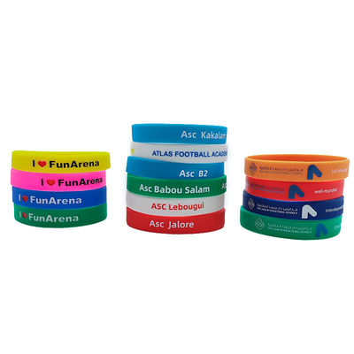 Braccialetti di gomma a stampa a schermo di seta a prova d'acqua a colori misti con certificato ISO9001
