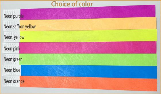 Braccialetto Tyvek stampato su misura per eventi e festival in colori neon vivaci