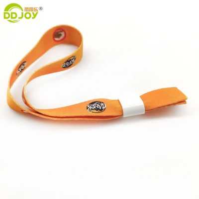 Logo personalizzato Polyester Festival Satin Woven Ribbon Wristband per eventi 350*15mm