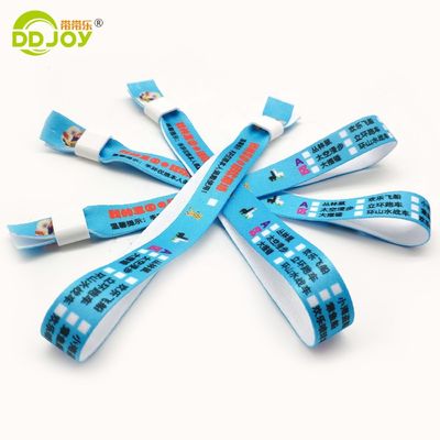Logo personalizzato Polyester Festival Satin Woven Ribbon Wristband per eventi 350*15mm