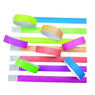 250*25mm/250*19mm Logo stampato su misura Braccialetti in carta eco in multicolore per il festival
