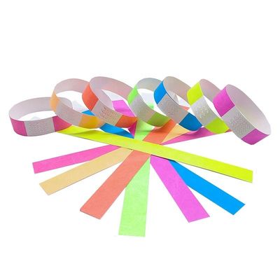 Braccialetti Tyvek a colore neon personalizzabili da 250*19 mm per festival e concerti