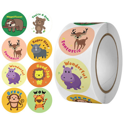 500 Pcs Cute Animali Adesivi Ti Ringrazio Etichette per Ricompense Scuola Rotondo Self Adhesive Etichetta Roll