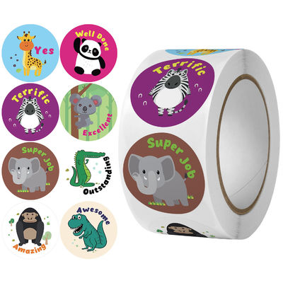 500 Pcs Cute Animali Adesivi Ti Ringrazio Etichette per Ricompense Scuola Rotondo Self Adhesive Etichetta Roll