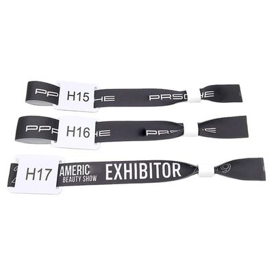 Organizzazione di eventi personalizzati Festa Festa RFID Chip Satin tessuto braccialetti con stampa del logo