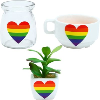 Gift Craft 1,5 pollici 500pcs/roll Striped Heart Shaped Love Gay Pride Rainbow Heart Ribbon Sticker