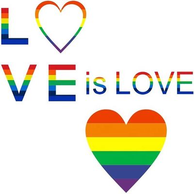 Gift Craft 1,5 pollici 500pcs/roll Striped Heart Shaped Love Gay Pride Rainbow Heart Ribbon Sticker