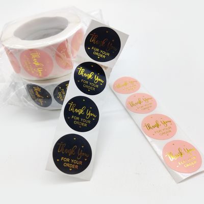 1 pollice resistente all' acqua Kraft Paper Roll Gold Logo Etichetta adesivi per ordine personalizzato