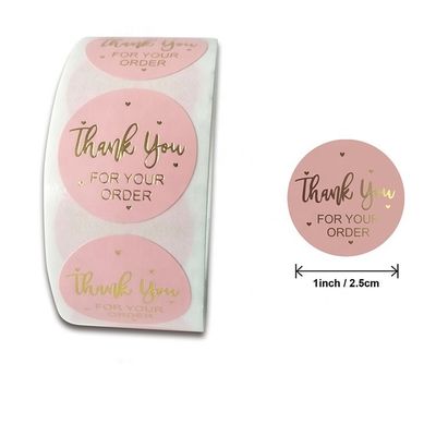 1 pollice resistente all' acqua Kraft Paper Roll Gold Logo Etichetta adesivi per ordine personalizzato