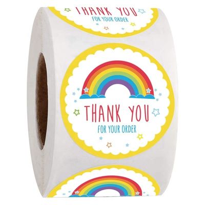 Adesivo personalizzato, resistente all'olio, arcobaleno carino, grazie, adesivo per la decorazione del regalo