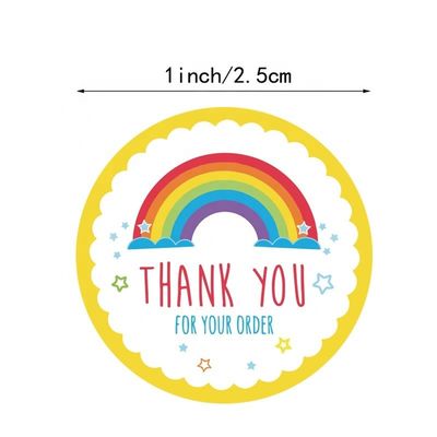 Adesivo personalizzato, resistente all'olio, arcobaleno carino, grazie, adesivo per la decorazione del regalo