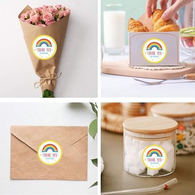 Adesivo personalizzato, resistente all'olio, arcobaleno carino, grazie, adesivo per la decorazione del regalo