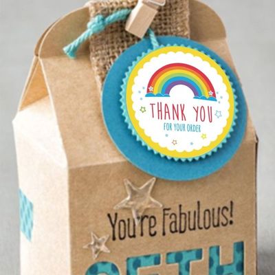 Adesivo personalizzato, resistente all'olio, arcobaleno carino, grazie, adesivo per la decorazione del regalo