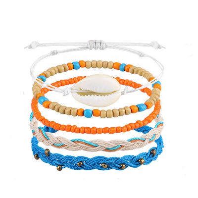 Braccialetto a filo di cera a colori misti Fabbricazione a mano Boemia Daisy Girasole Tartaruga Conchiglia Braccialetto