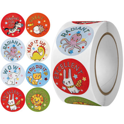 Adesivo di cartone animato con cuori 1,5 &quot; 500 etichette per rotolo colore personalizzato piccoli regali aziendali