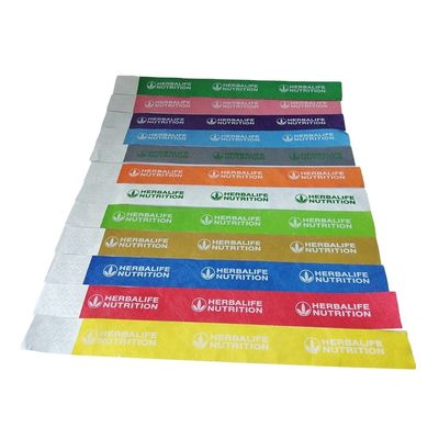 1 pollice Red Tyvek Paper Wristbands Disegno personalizzato per eventi 250*25mm/250*19mm